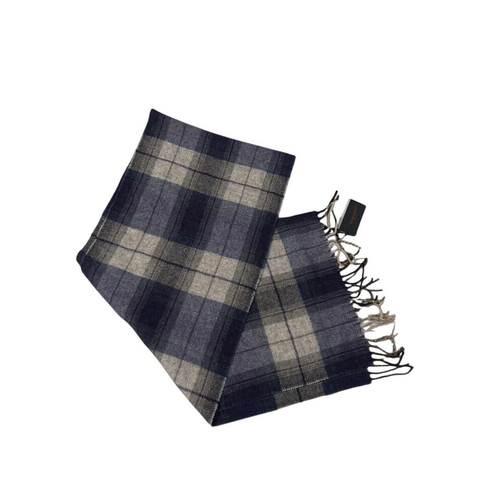Barbarossa Italian Wool Plaid Scarf Fringe Old Money Academia Quiet Luxury NWT
